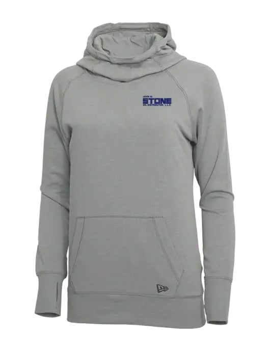 New Era Shadow Grey Heather Womens Tri-Blend Fleece Pullover Hoodie w/John W. Stone Oil Logo