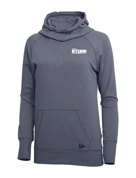 New Era True Navy Heather Womens Tri-Blend Fleece Pullover Hoodie w/John W. Stone Oil Logo
