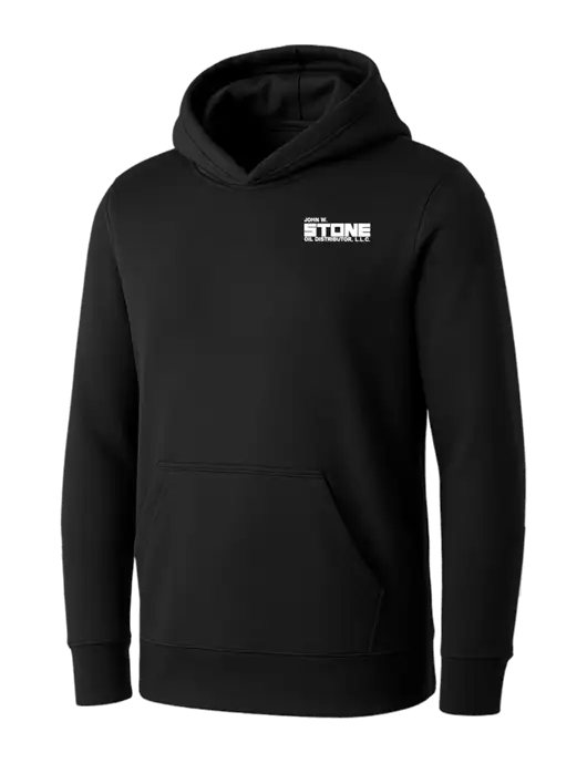 Womens Black Core Fleece Pullover Hooded Sweatshirt w/John W. Stone Oil Logo