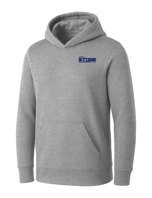 Womens Light Grey Heather Core Fleece Pullover Hooded Sweatshirt w/John W. Stone Oil Logo
