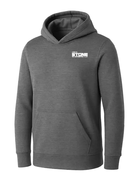 Womens Medium Grey Heather Core Fleece Pullover Hooded Sweatshirt w/John W. Stone Oil Logo