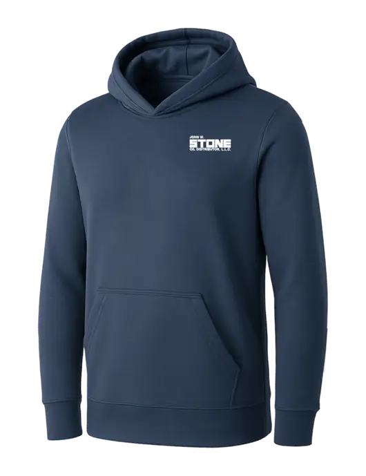Womens Navy Core Fleece Pullover Hooded Sweatshirt w/John W. Stone Oil Logo
