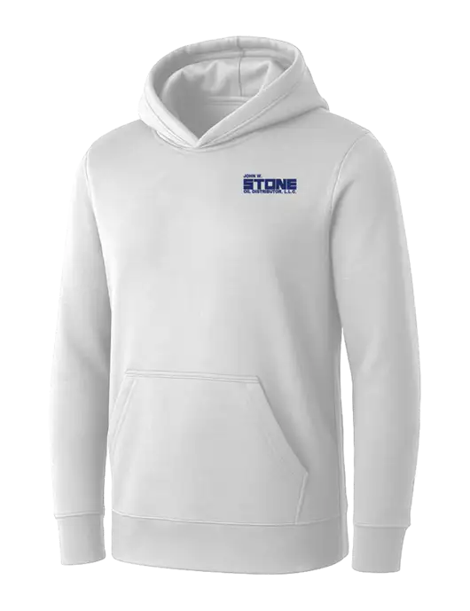 Womens White Core Fleece Pullover Hooded Sweatshirt w/John W. Stone Oil Logo