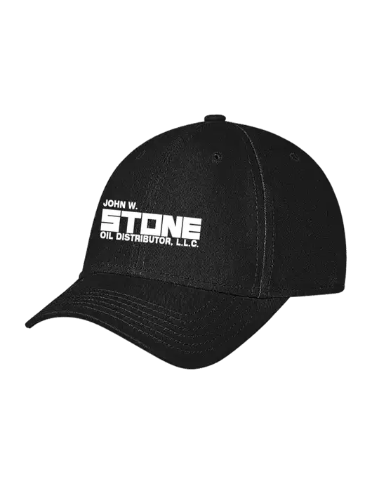 Black Structured Soft Snap Closure Hook & Loop Cap w/John W. Stone Oil Logo