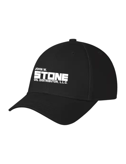 Black Structured Cap Hook & Loop w/John W. Stone Oil Logo