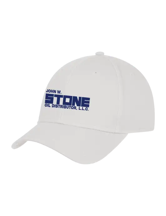 White Structured Cap Hook & Loop w/John W. Stone Oil Logo