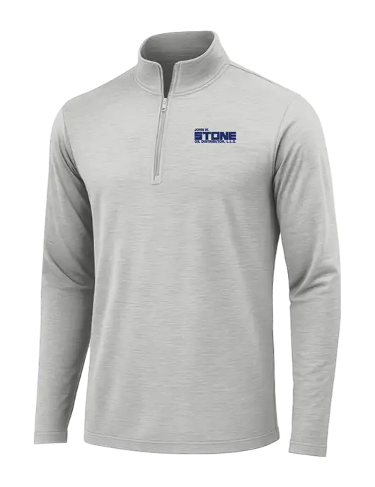 Light Grey Heather Posicharge Tri-Blend Wicking 1/4 Zip Pullover w/John W. Stone Oil Logo