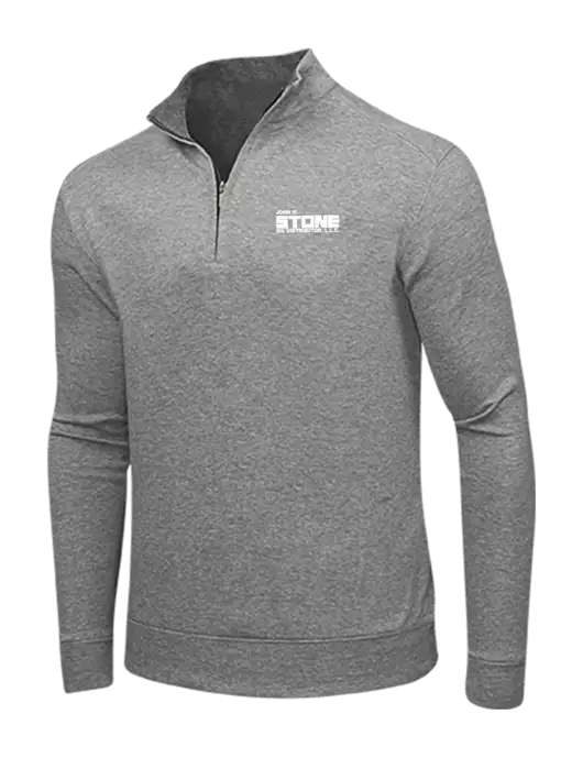 Medium Heather Grey/Charcoal Heather Interlock 1/4 Zip w/John W. Stone Oil Logo