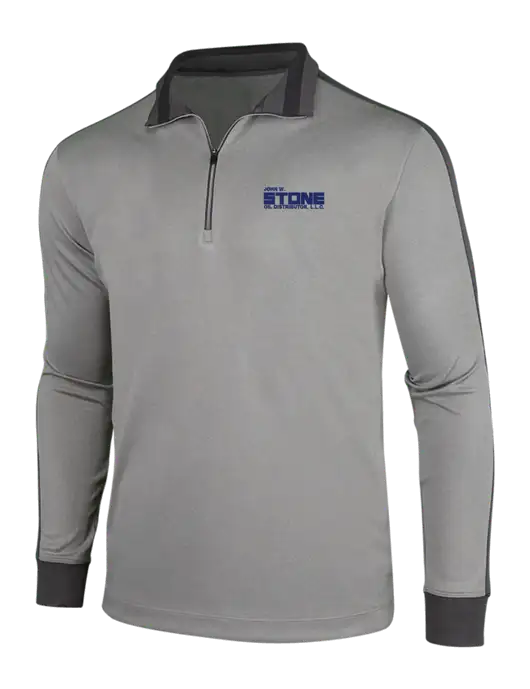 NIKE Athletic Grey/Heather Dark Grey Dry-Fit 1/2 Zip Cover-Up w/John W. Stone Oil Logo