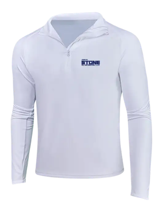 White Sport Wick Stretch 1/4 Zip Pullover w/John W. Stone Oil Logo