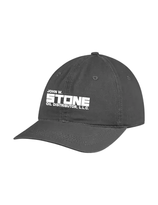 Garment Washed Unstructured Twill Charcoal Cap w/John W. Stone Oil Logo