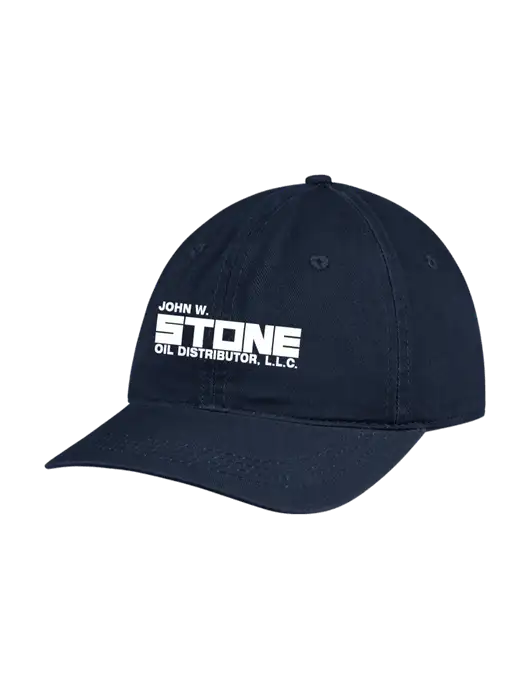 Garment Washed Unstructured Twill Navy Cap w/John W. Stone Oil Logo