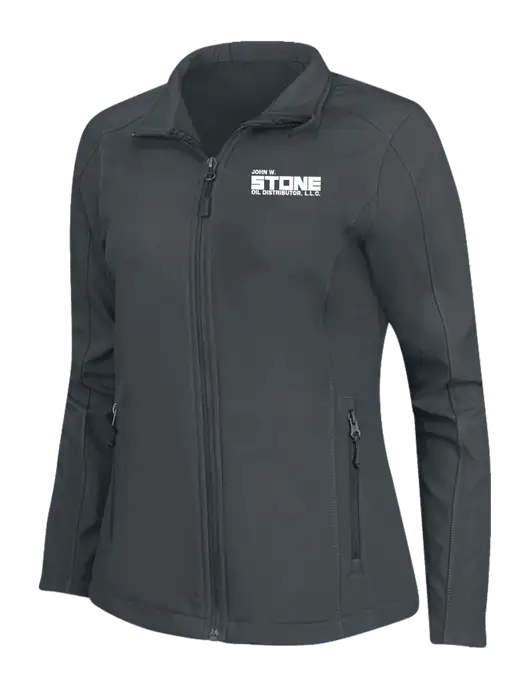 Charcoal Grey Womens Core Soft Shell Jacket w/John W. Stone Oil Logo
