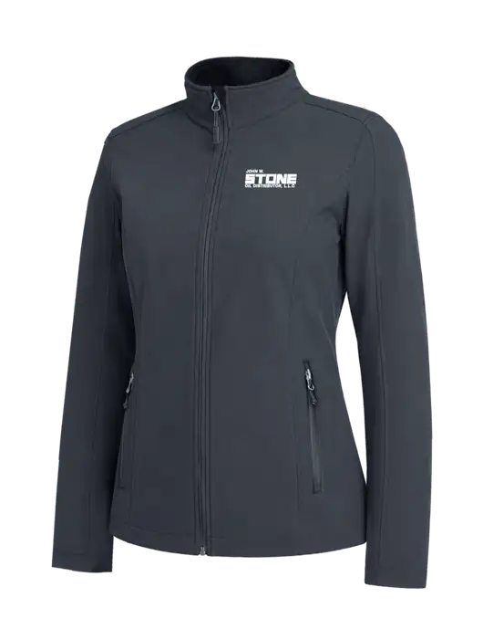 Charcoal Grey Womens Core Soft Shell Jacket w/John W. Stone Oil Logo