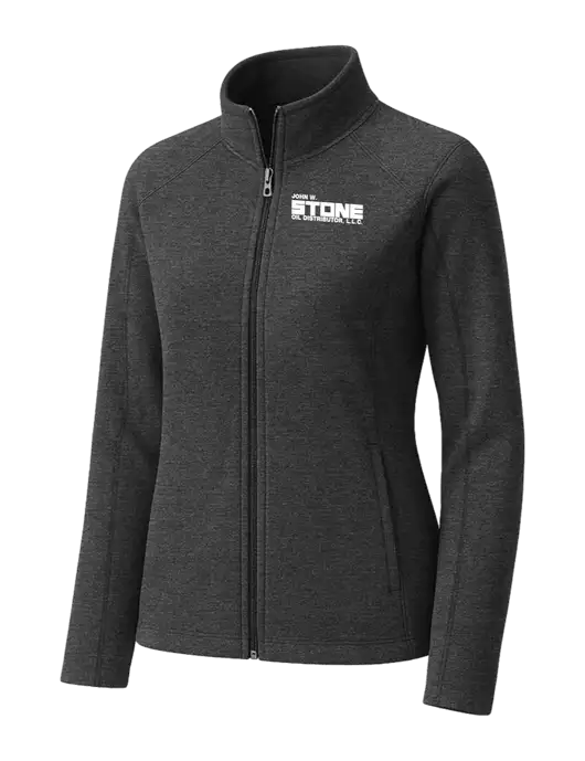 Charcoal Womens Heather Microfleece Full-Zip Jacket w/John W. Stone Oil Logo