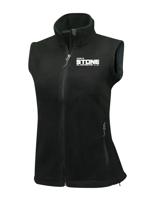 Womens Black Fleece Vest w/John W. Stone Oil Logo