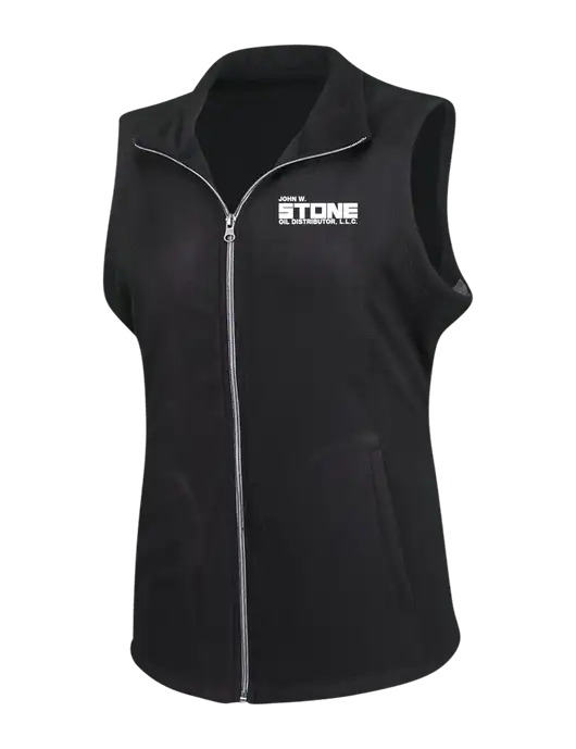 Black Womens Microfleece Vest w/John W. Stone Oil Logo