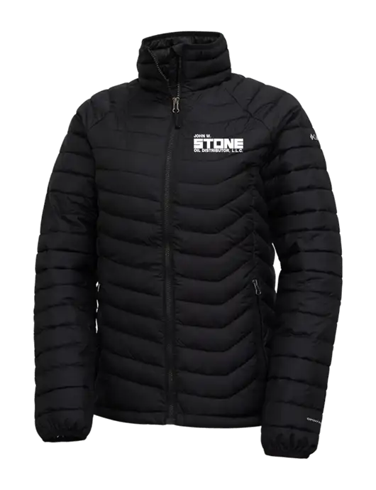 Columbia Black Womens Powder Lite Jacket w/John W. Stone Oil Logo