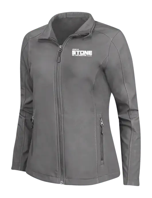 Medium Grey Womens Core Soft Shell Jacket w/John W. Stone Oil Logo