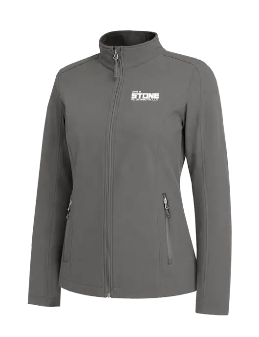 Medium Grey Womens Core Soft Shell Jacket w/John W. Stone Oil Logo