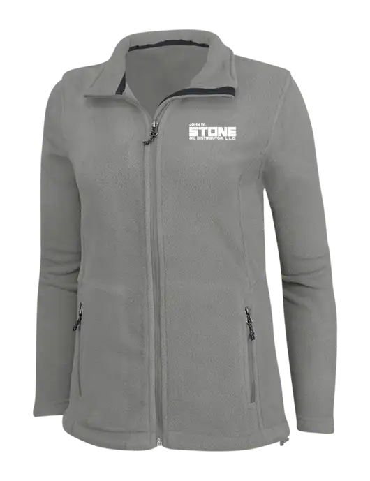 Womens Medium Grey Fleece Jacket w/John W. Stone Oil Logo