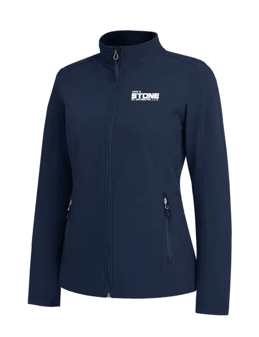 Navy Womens Core Soft Shell Jacket w/John W. Stone Oil Logo