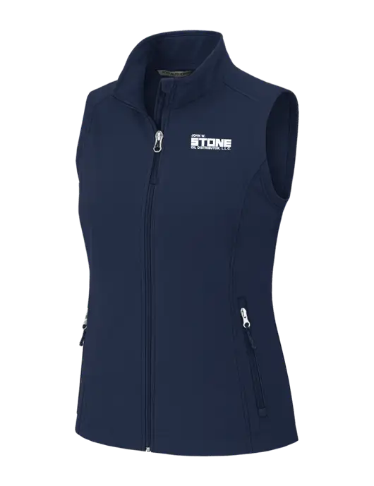Navy Womens Core Soft Shell Vest w/John W. Stone Oil Logo