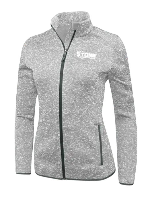 Grey Heather Womens Sweater Fleece Jacket w/John W. Stone Oil Logo