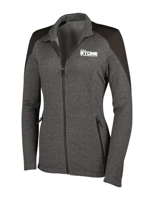 Medium Grey Heather Womens Grid Fleece Jacket w/John W. Stone Oil Logo
