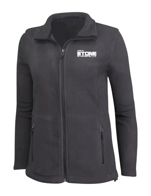 Womens Fleece Dark Grey Jacket w/John W. Stone Oil Logo