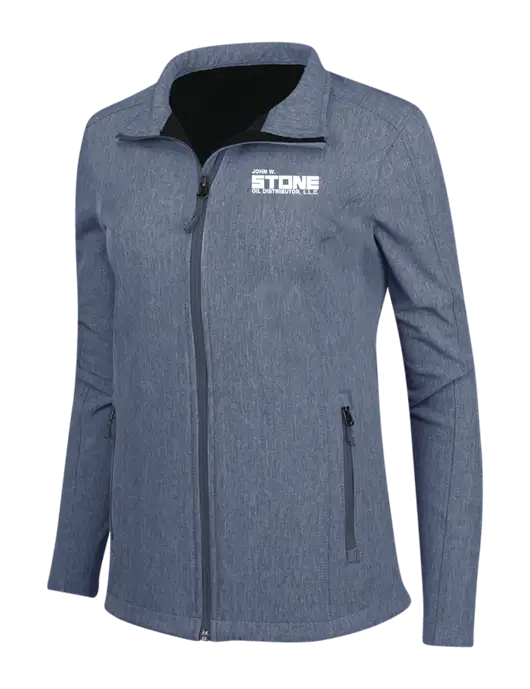 Navy Heather Womens Core Soft Shell Jacket w/John W. Stone Oil Logo