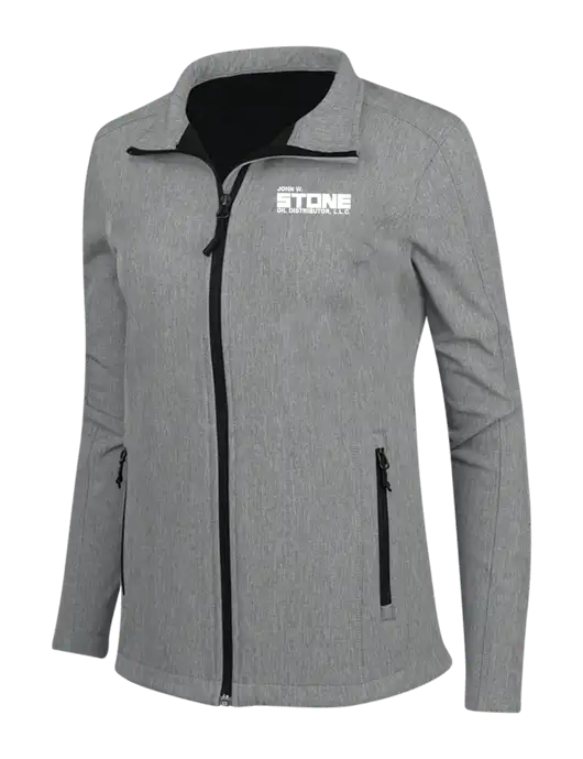Medium Grey Heather Womens Core Soft Shell Jacket w/John W. Stone Oil Logo
