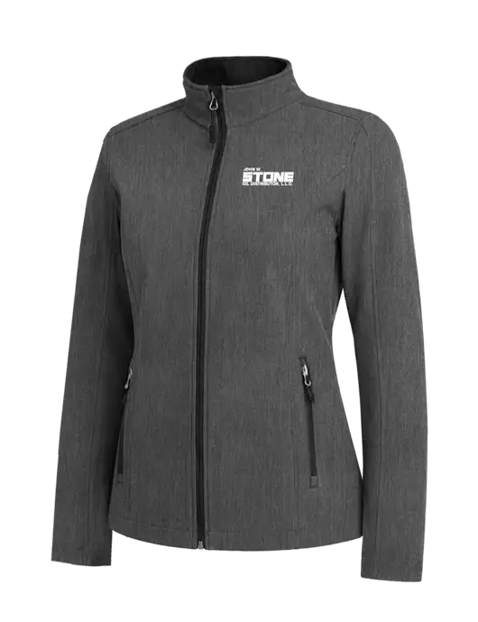 Medium Grey Heather Womens Core Soft Shell Jacket w/John W. Stone Oil Logo