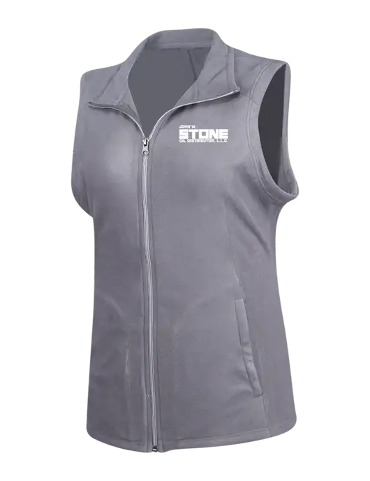 Medium Grey Womens Microfleece Vest w/John W. Stone Oil Logo