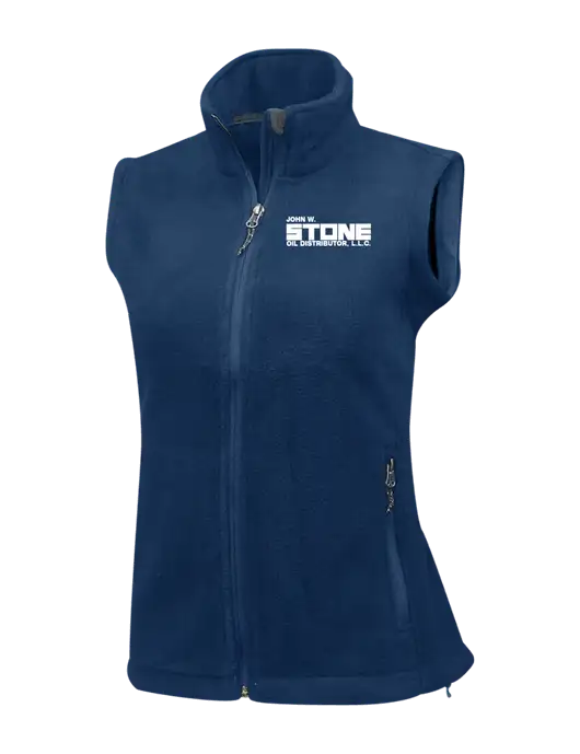 Navy Womens Fleece Vest w/John W. Stone Oil Logo