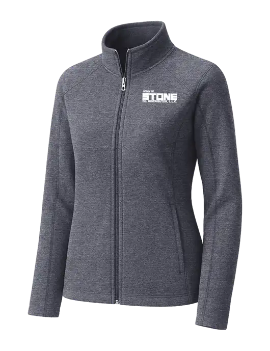 Light Navy Heather Womens Microfleece Full-Zip Jacket w/John W. Stone Oil Logo