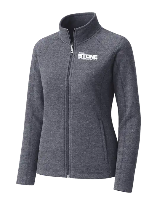 Light Navy Heather Womens Microfleece Full-Zip Jacket w/John W. Stone Oil Logo