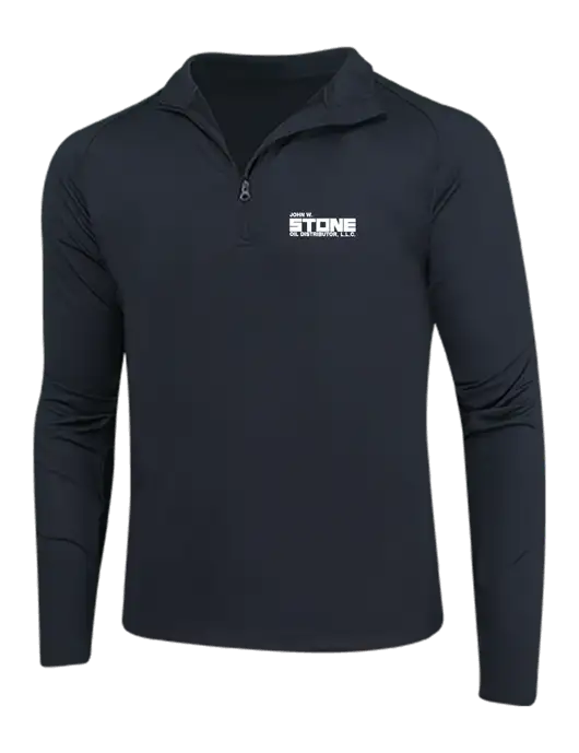 Black Sport Wick Stretch 1/4 Zip Pullover w/John W. Stone Oil Logo