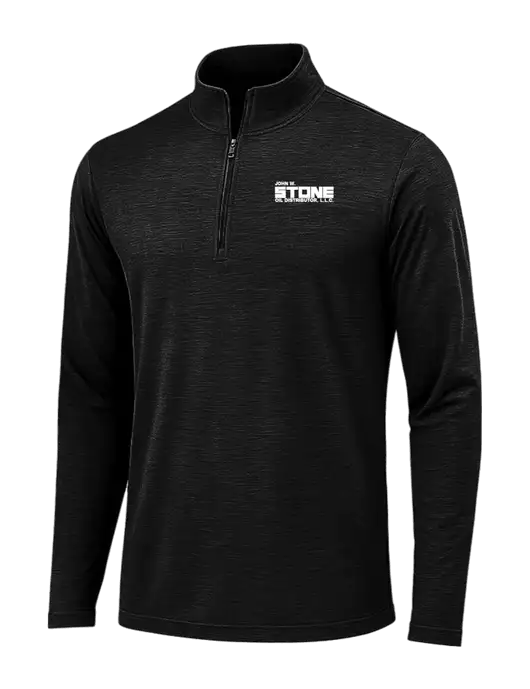 Black Triad Solid Posicharge Tri-Blend Wicking 1/4 Zip Pullover w/John W. Stone Oil Logo