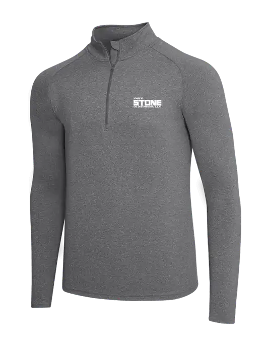 Dark Grey Heather Sport Wick Stretch 1/4 Zip Pullover w/John W. Stone Oil Logo
