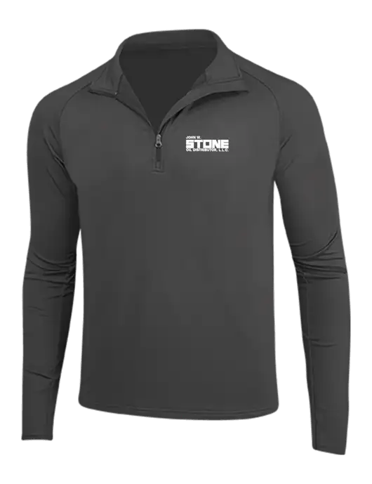 Charcoal Grey Sport Wick Stretch 1/4 Zip Pullover w/John W. Stone Oil Logo