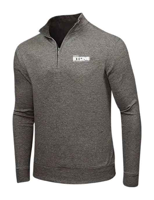 Charcoal Heather/Medium Heather Grey Interlock 1/4 Zip w/John W. Stone Oil Logo