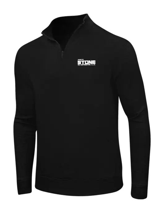 Deep Black/Charcoal Heather Interlock 1/4 Zip w/John W. Stone Oil Logo