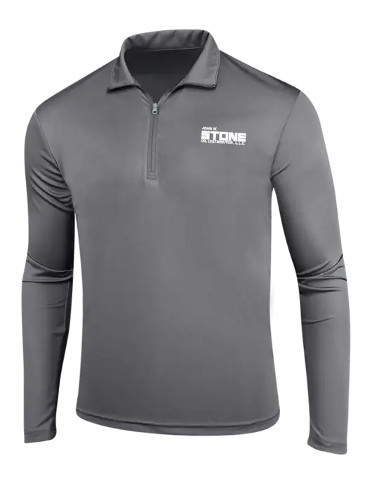 Medium Grey PosiCharge Competitor 1/4 Zip Pullover w/John W. Stone Oil Logo