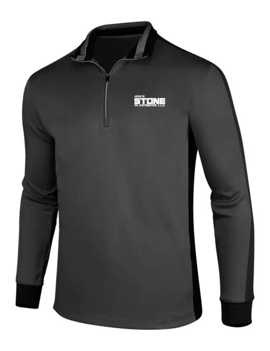 NIKE Anthracite Heather/Black Dry-Fit 1/2 Zip Cover-Up w/John W. Stone Oil Logo