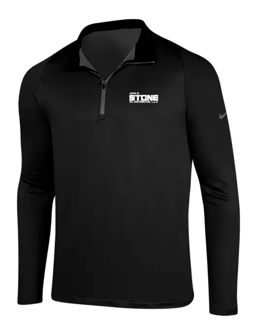 NIKE Black/Dark Grey Dry-Fit Stretch 1/2 Zip Cover-Up w/John W. Stone Oil Logo