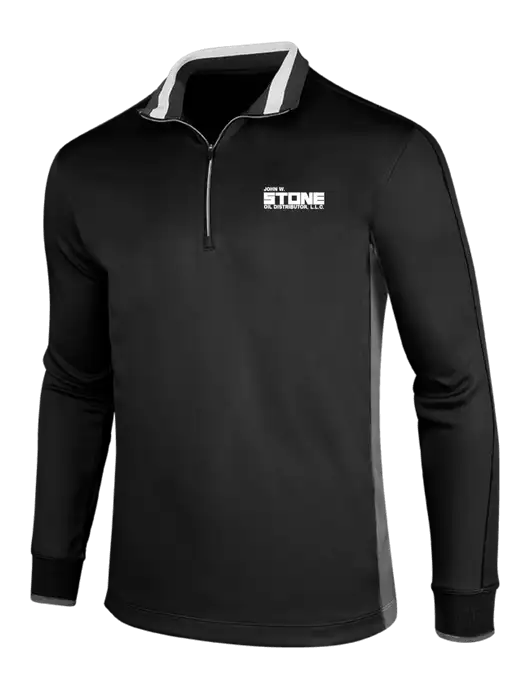NIKE Black/Dark Grey/White Dry-Fit 1/2 Zip Cover-Up w/John W. Stone Oil Logo