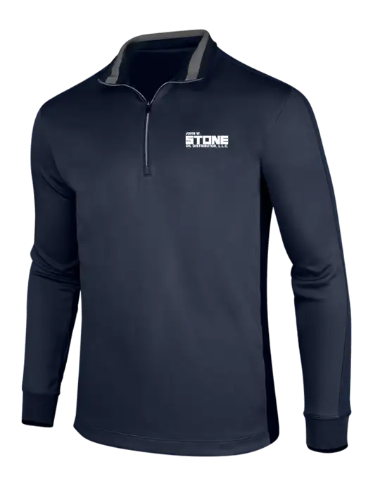 NIKE Midnight Navy Heather/Midnight Navy Dry-Fit 1/2 Zip Cover-Up w/John W. Stone Oil Logo