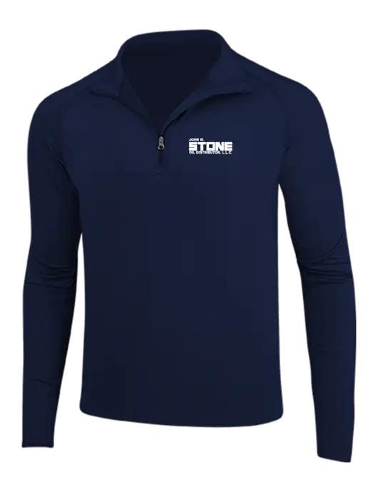 Navy Sport Wick Stretch 1/4 Zip Pullover w/John W. Stone Oil Logo