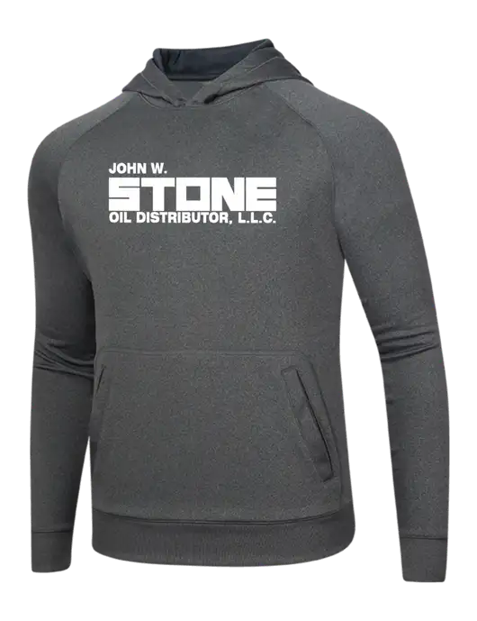 Tech Graphite Heather Fleece Hooded Sweatshirt w/John W. Stone Oil Logo